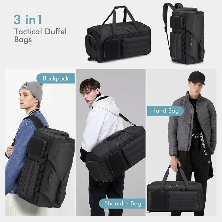 BAGZY Arbeitstasche Herren 55L Taktische Reisetasche Sporttasche mit Rucksackfunktion Einsatztasche