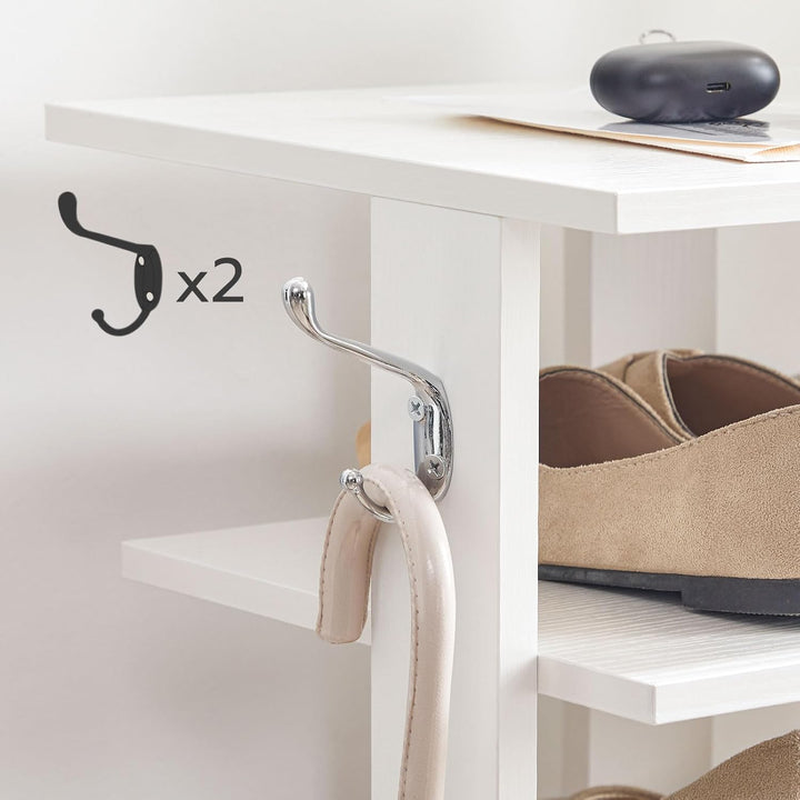 HOOBRO 8-lagiges Schuhregal, schmales Schuhablage, 50 cm Schuhschrank mit 2 Haken, Ablagegestelle, p