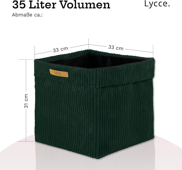 Lycce Kallax Box aus trendigem Cordstoff | Aufbewahrungskorb für Kallax Regal | Faltbox 33 x 33 x H3