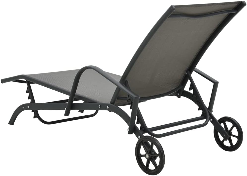 vidaXL Sonnenliege mit 2 Rädern Gartenliege Relaxliege Gartenmöbel Liege Liegestuhl Strandliege Frei