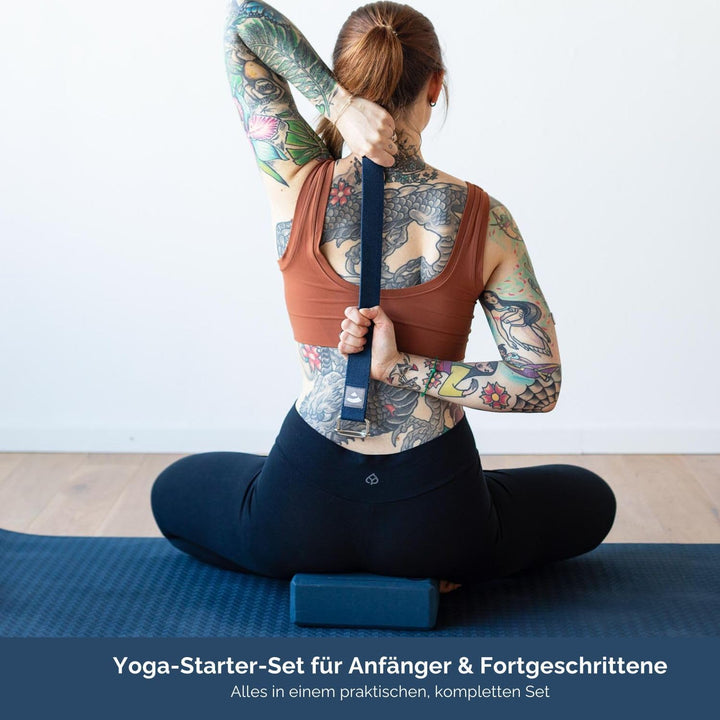 Bodhi Yoga Starter-Set Komplett | Set bestehend aus: 1 Yogamatte aus TPE, 2 Yoga-Bricks aus Eva (Moo