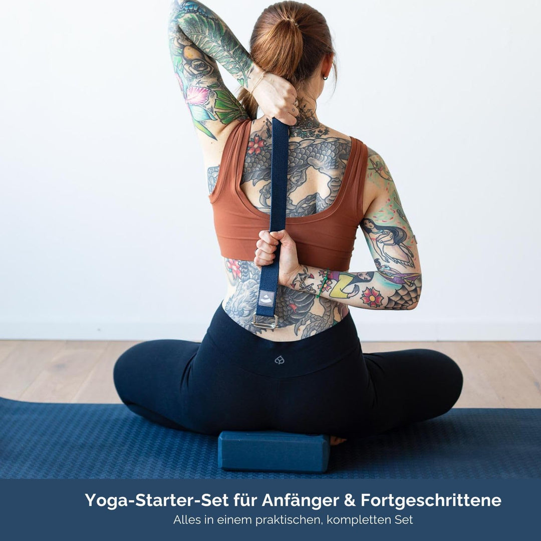 Bodhi Yoga Starter-Set Komplett | Set bestehend aus: 1 Yogamatte aus TPE, 2 Yoga-Bricks aus Eva (Moo