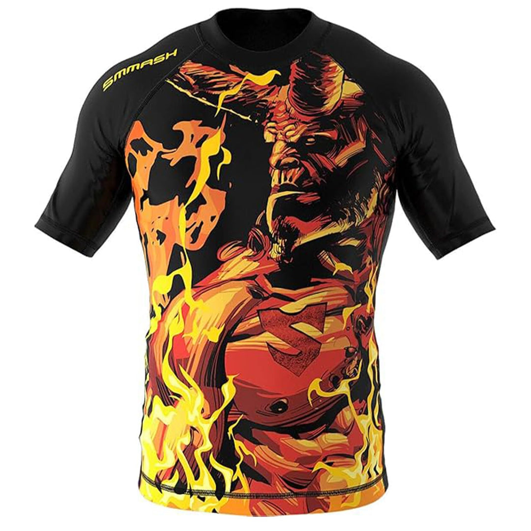 SMMASH Funktionsshirt Herren Rashguard Kurzarm Sportshirt MMA Thaibox Muay Thai Kickboxen Atmungsakt