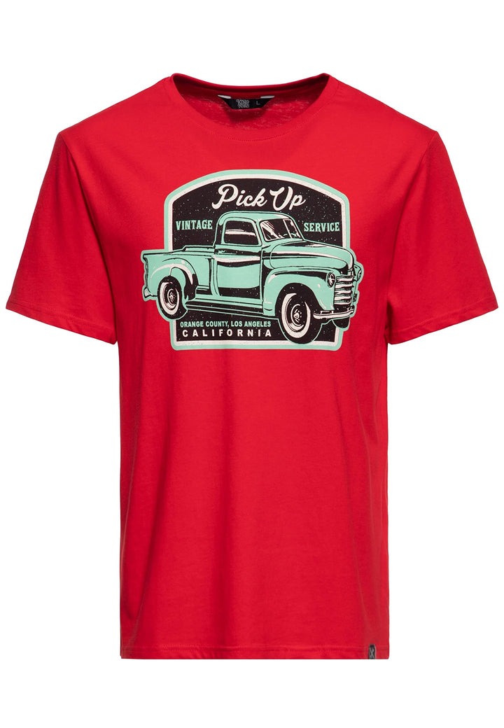 King Kerosin Herren Classic T-Shirt | Kurzarm Shirt | Basic Shirt | Regular Fit | Front-Print | Retr
