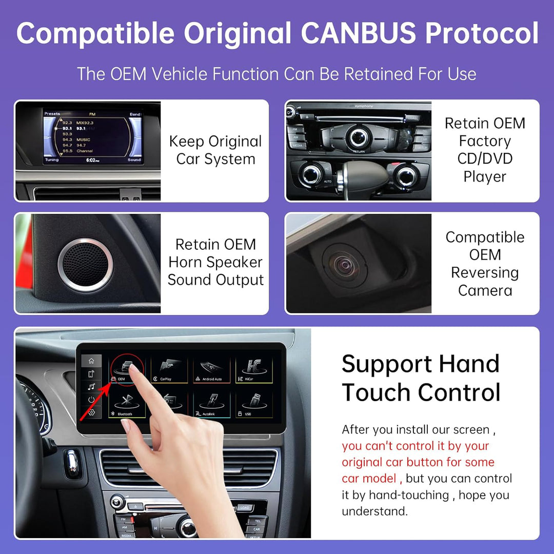 Road Top 12,3 Zoll Autoradio Drahtlos CarPlay Touchscreen für Audi A4 A5 2009-2015 Jahr mit 2GMMI, A