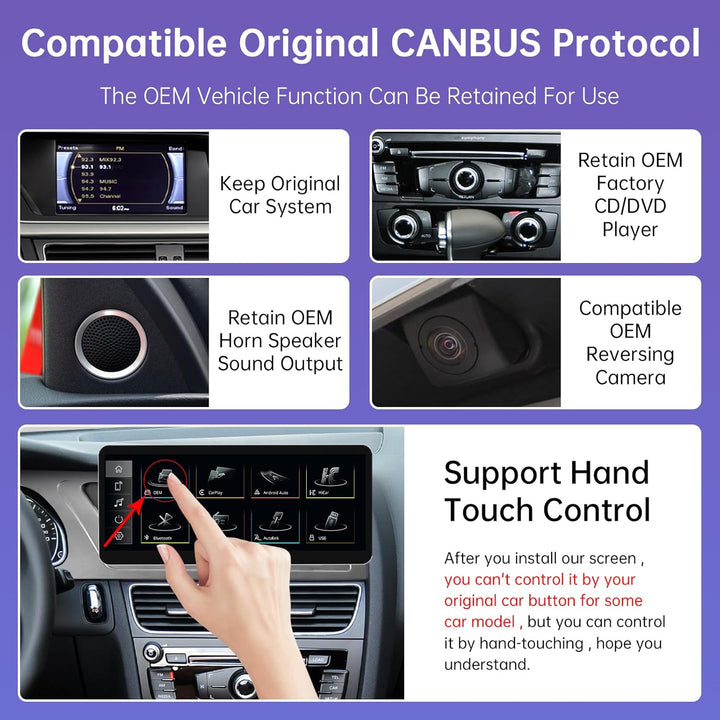 Road Top 12,3 Zoll Autoradio Drahtlos CarPlay Touchscreen für Audi A4 A5 2009-2015 Jahr mit 2GMMI, A