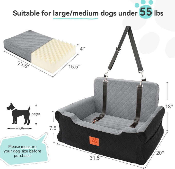 GL GLENSLAVE Hundesitz für Auto für grosse und mittlere Hunde bis 25 kg – Aus weichem Stoff, Autohun