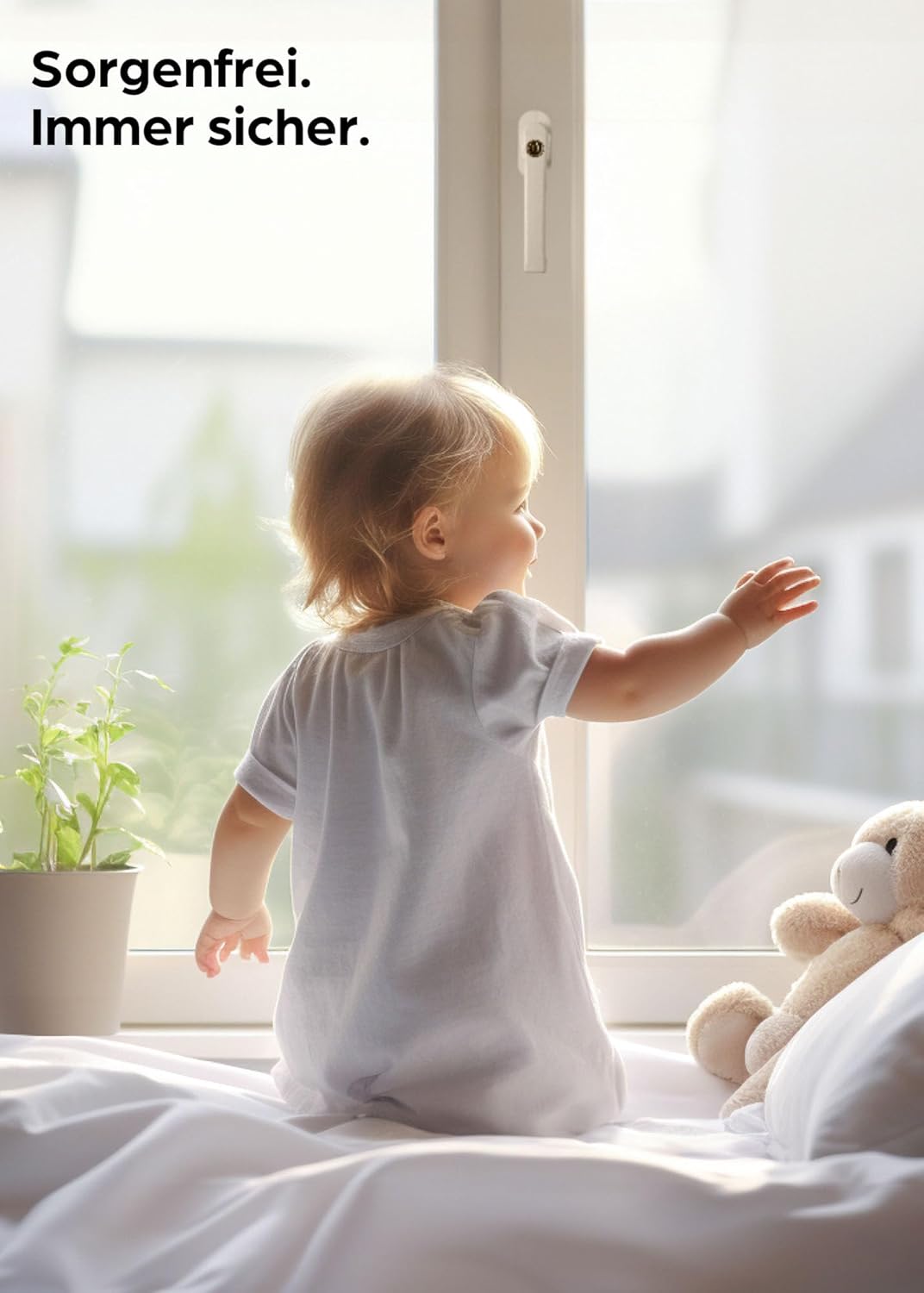 4 Abschliessbare Fenstergriffe Weiss - 𝗞𝗶𝗻𝗱𝗲𝗿𝘀𝗶𝗰𝗵𝗲𝗿 - Einfache Montage - Mit 8 universalen Schlüssel