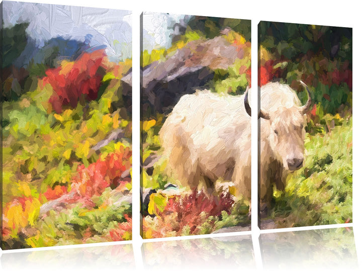 Pixxprint Schönes Yak Himalaya Kunst als Leinwandbild/Grösse: 3 Teilig (120x80 cm) cm/Wandbild/Kunst