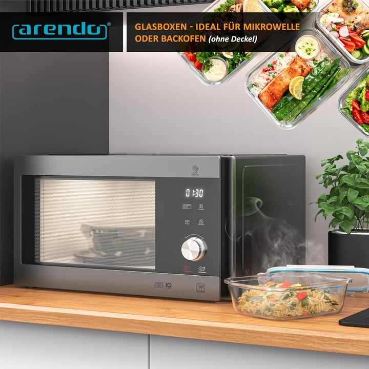 Arendo - Glas Frischhaltedosen Vorratsdosen für Lebensmittel mit Deckel luftdicht - 5er Set - 1050 m