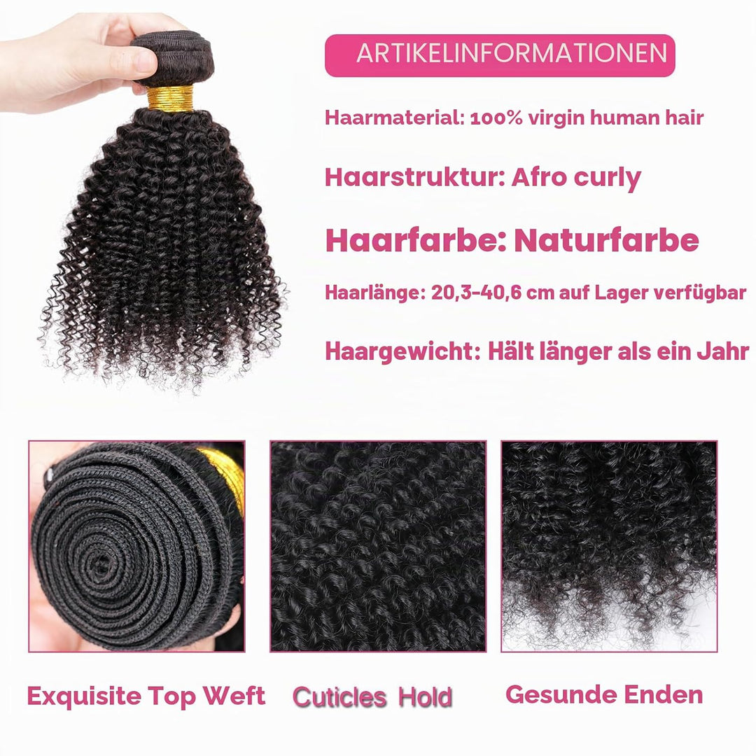 Human Hair Bundles for Black Women Mongolian Afro Kinky Curly Human Hair Extension Single Bundle Unp