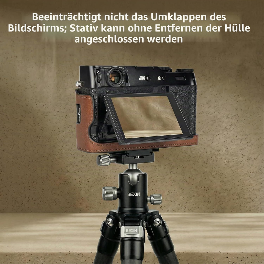 MUZIRI KINOKOO Fuji X100VI Tasche, Echtleder Halbschutzhülle kompatibel für Fujifilm X100VI Kamera –