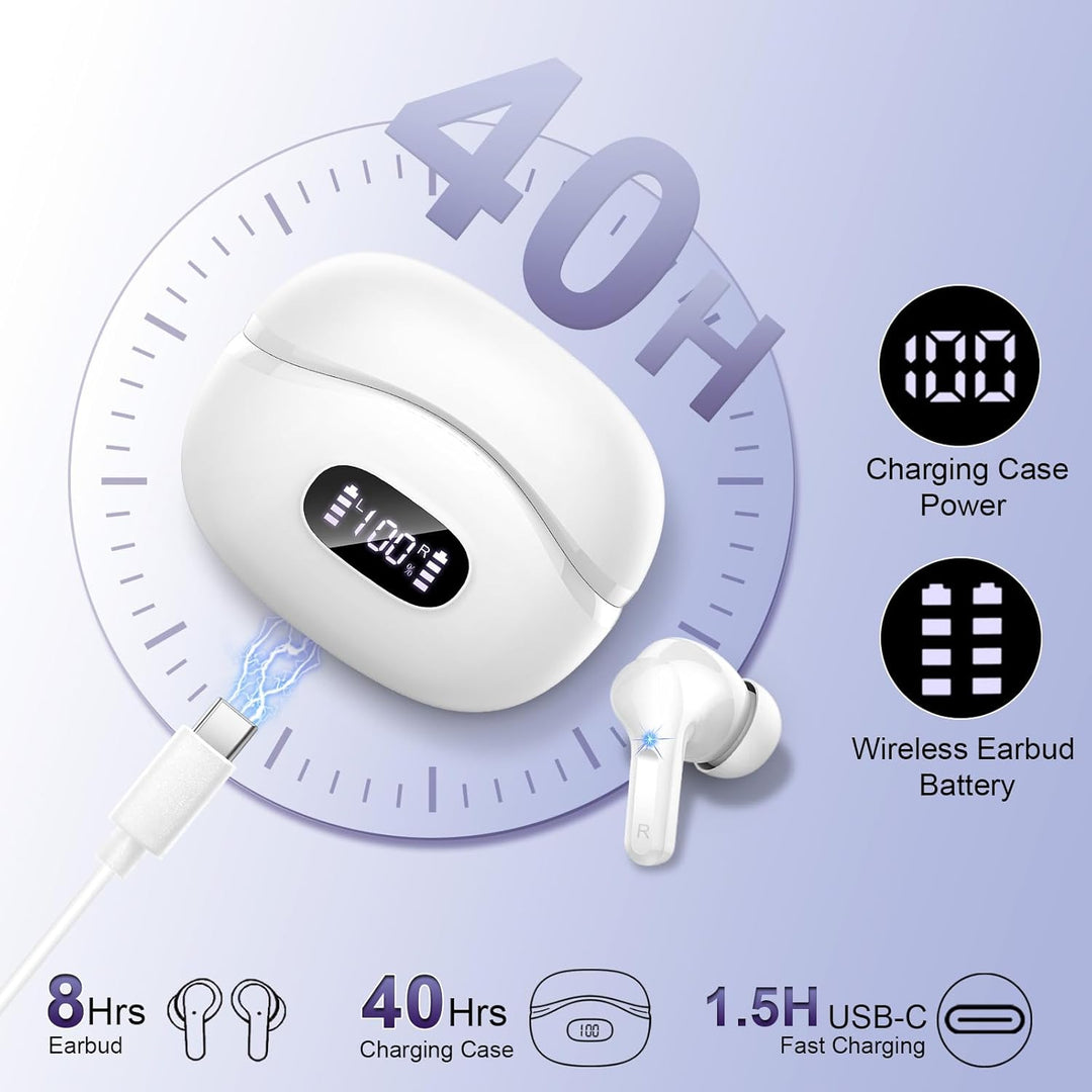 Bluetooth Kopfhörer, Kopfhörer Kabellos Bluetooth 5.4, 50Std Bass HiFi-Stereo, ENC Noise Cancelling