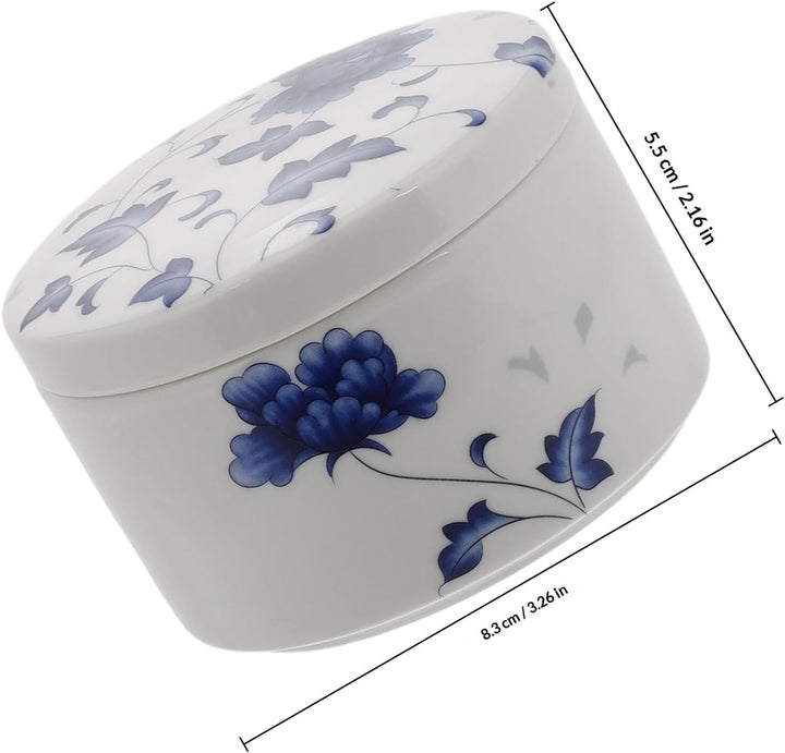 Blau Weisse Keramik Tintenschale mit Deckel Rundes Ink Well aus Keramik Verhindert Trocknen der Tint