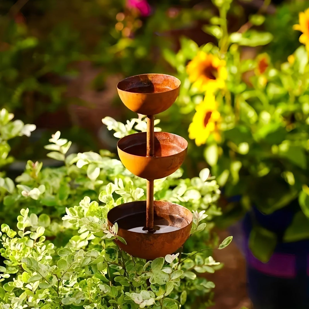 Regenfänger Gartenstecker Rost, Insektentränke Garten, Rostdeko GartendekoMetall Gartendeko für Drau