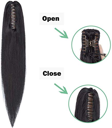 SEGO Ponytail Haarteil Echthaar Zopf Extension mit Klammer Clip in Pferdeschwanz Haarverlängerung 10