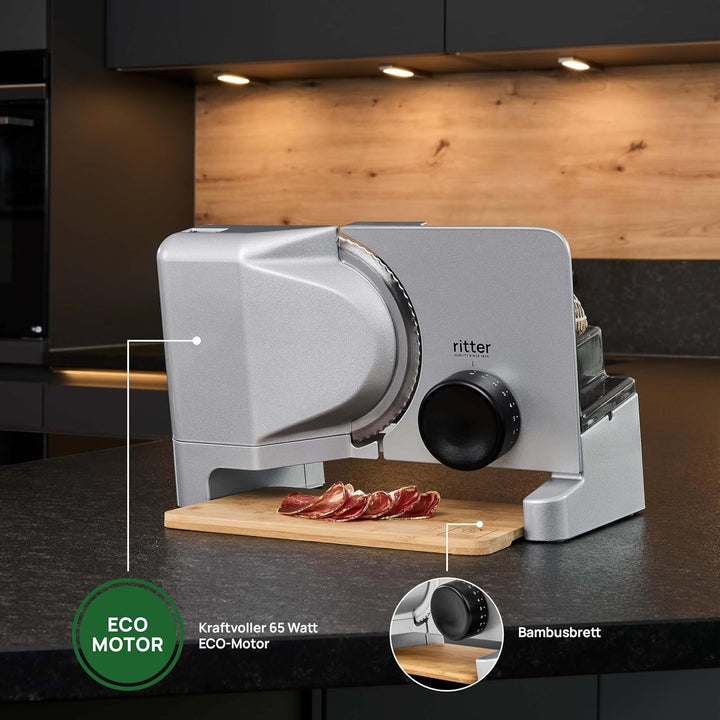 ritter varido 5 Elektrischer Allesschneider & Brotschneidemaschine aus Metall mit ECO-Motor, Made in