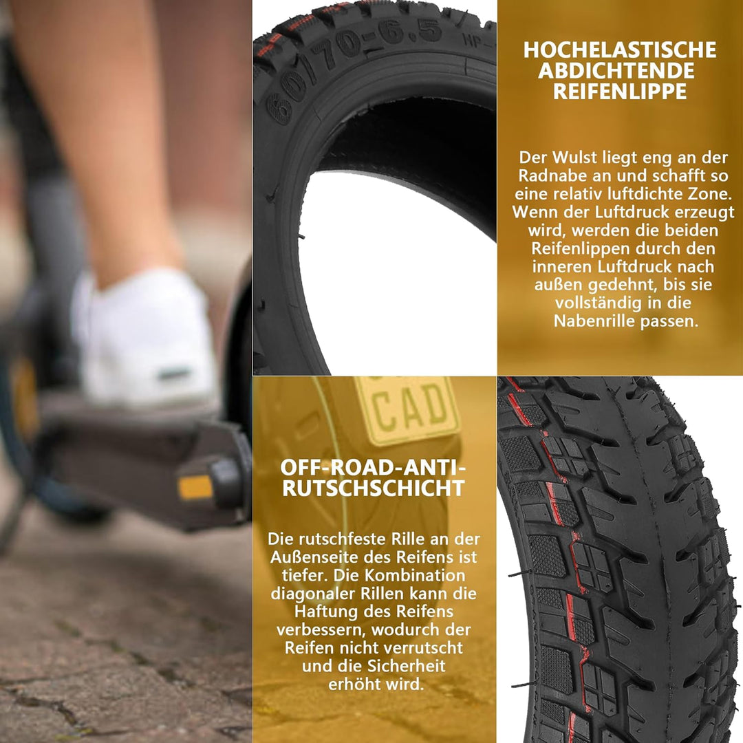 VOLOHAS 10 Zoll Offroad Reifen 60/70-6,5 Tubeless Reifen für Ninebot MAX G30/G30D/G30D 2 Elektroroll