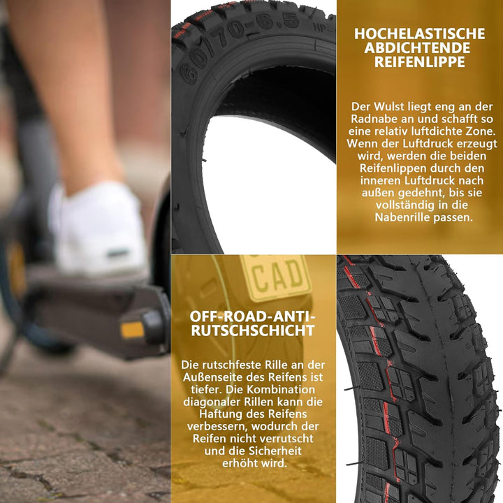 VOLOHAS 10 Zoll Offroad Reifen 60/70-6,5 Tubeless Reifen für Ninebot MAX G30/G30D/G30D 2 Elektroroll
