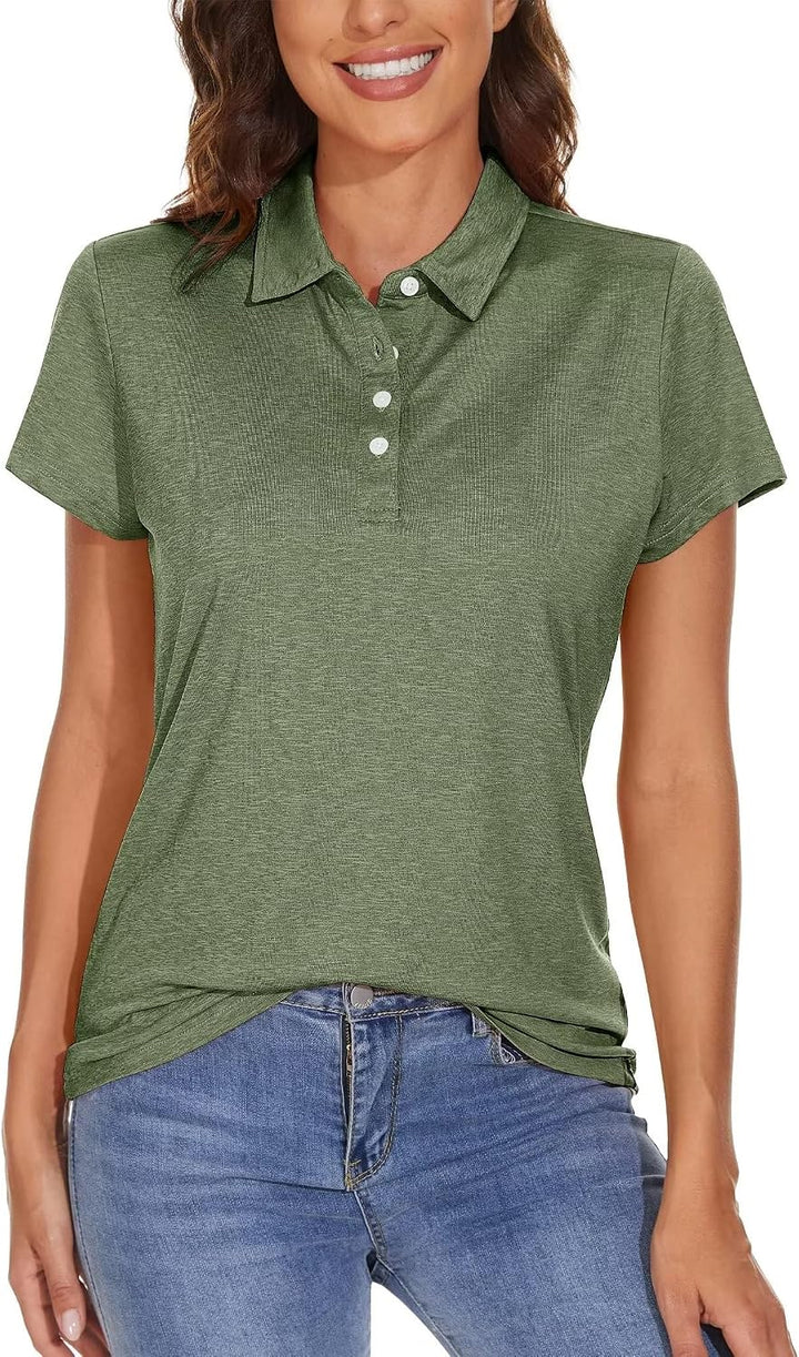 MAGCOMSEN Damen Poloshirts Kurzarm Polohemd Schnelltrocknend Golf Tennis Shirts Leicht Sport T-Shirt