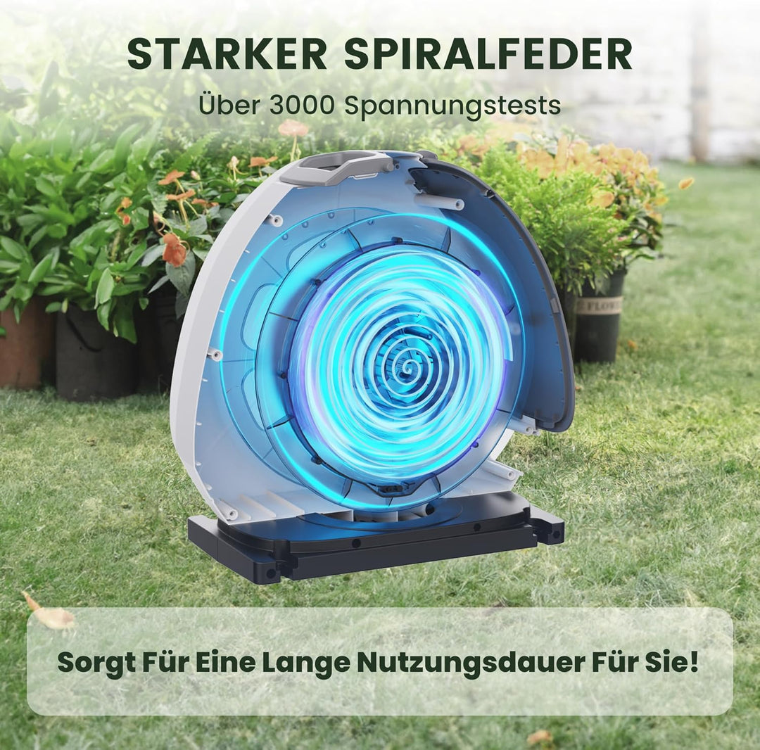 Giraffe Tools Ausziehbare Schlauchtrommel mit 30 m, robuste Bodenmontage, Gartenschlauchtrommel, mit