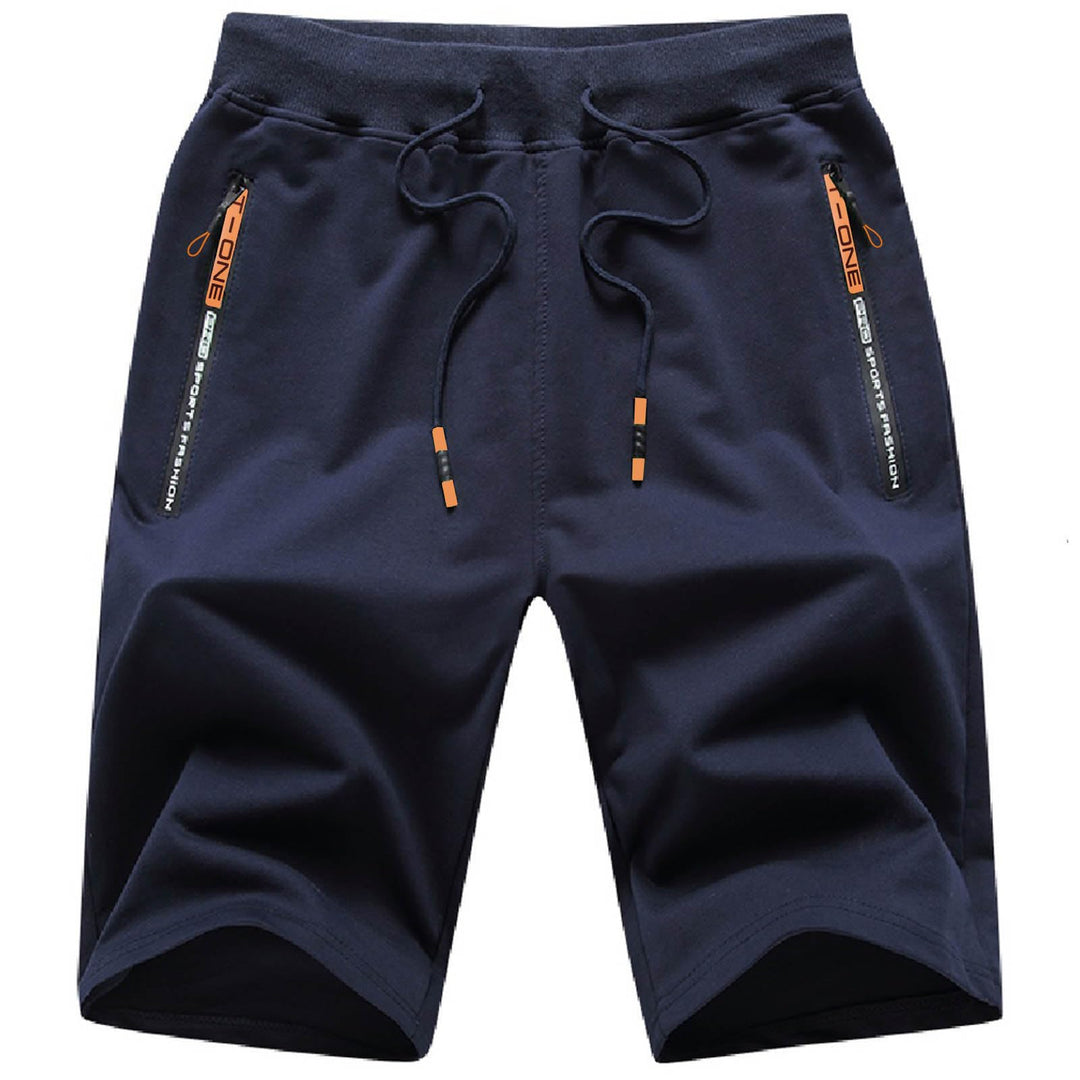 JustSun Herren Shorts Kurze Sporthose Baumwolle Stretchstoff mit Reissverschluss S B Blau, S B Blau