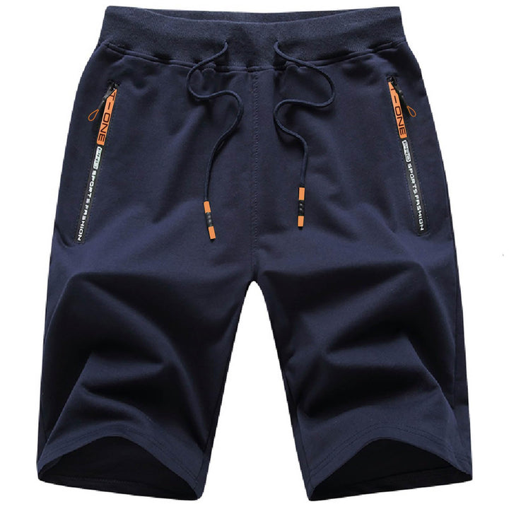 JustSun Herren Shorts Kurze Sporthose Baumwolle Stretchstoff mit Reissverschluss S B Blau, S B Blau
