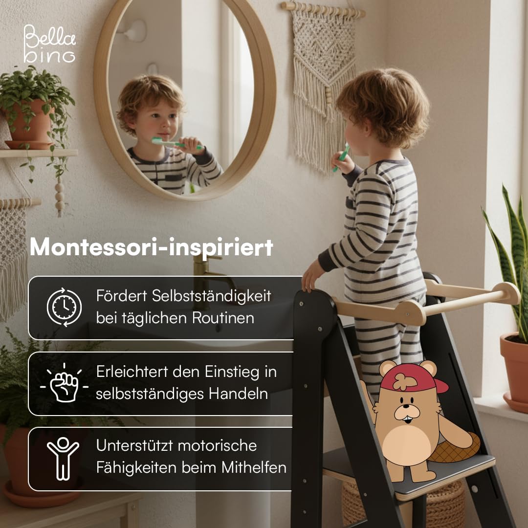Bellabino Tay Lernturm ab 1 Jahr – Learning Tower 2-Fach höhenverstellbar & klappbar – Lernstuhl in
