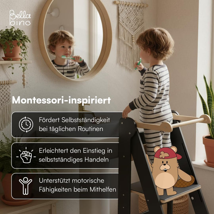 Bellabino Tay Lernturm ab 1 Jahr – Learning Tower 2-Fach höhenverstellbar & klappbar – Lernstuhl in