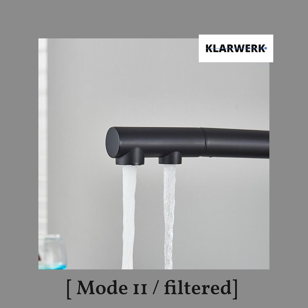 Felix | 3 Wege Premium Schwarz matt ausziehbare Armatur | Edelstahl Osmose Wasserhahn Küche |Mischba