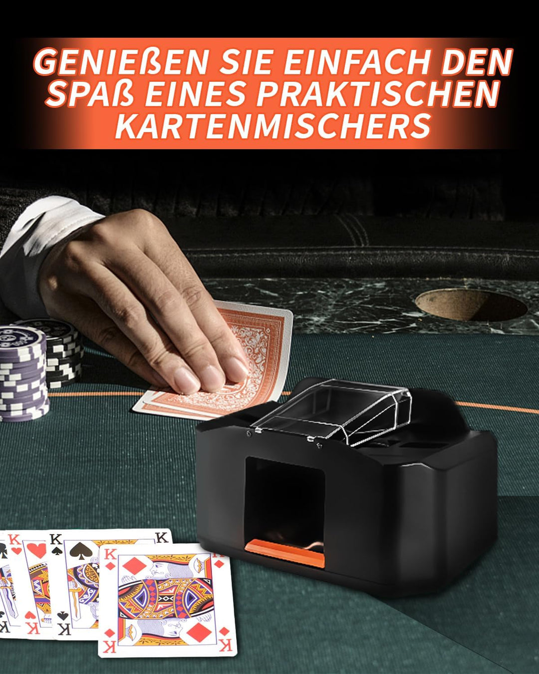 Vahlbeste Geräuscharmer Kartenmischmaschine Elektrische, Kartenmischer Mit 3000mAh Akku,UBS Ladekabe