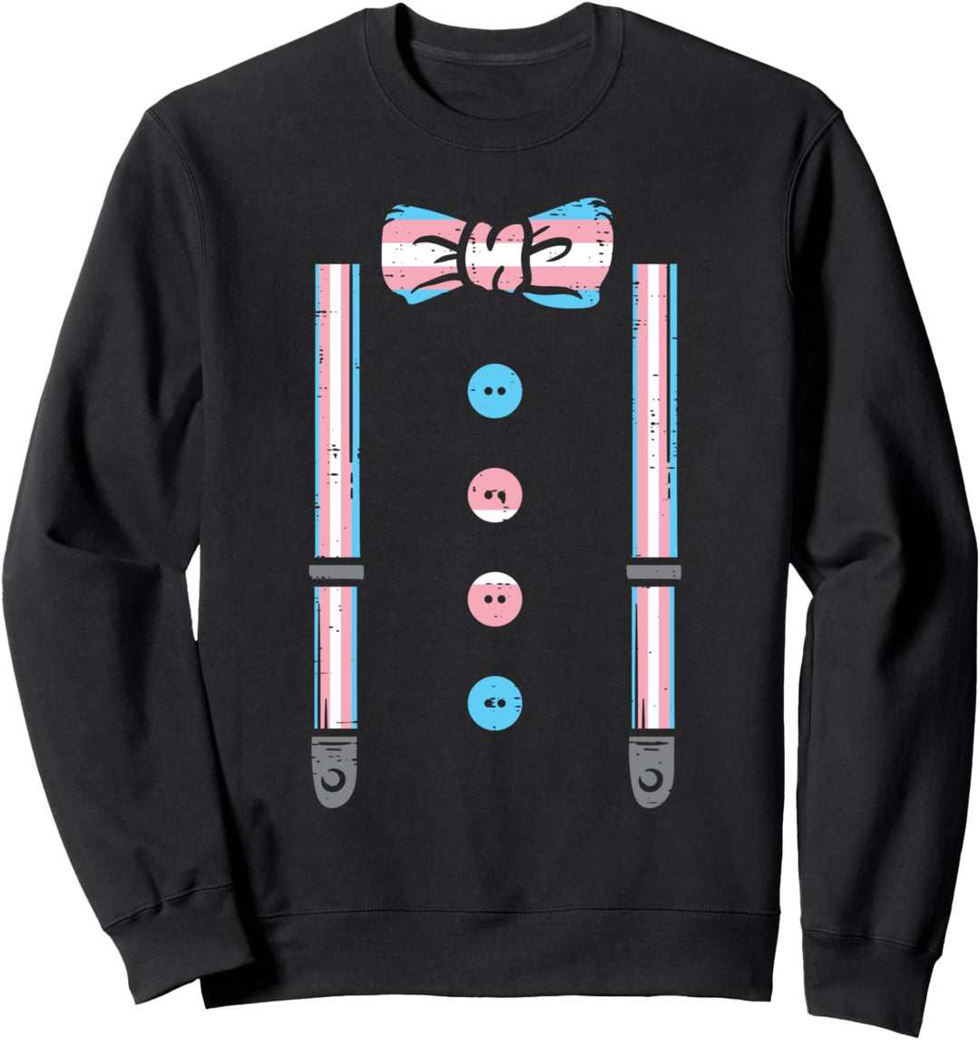Transgender Suspenders Bow Tie Trans Pride Flag Transsexual Sweatshirt