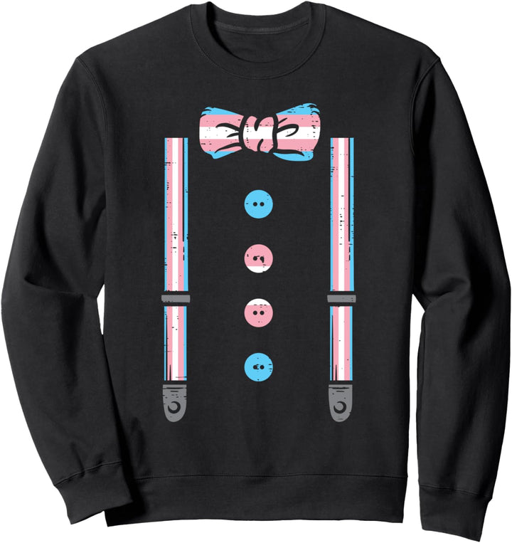 Transgender Suspenders Bow Tie Trans Pride Flag Transsexual Sweatshirt