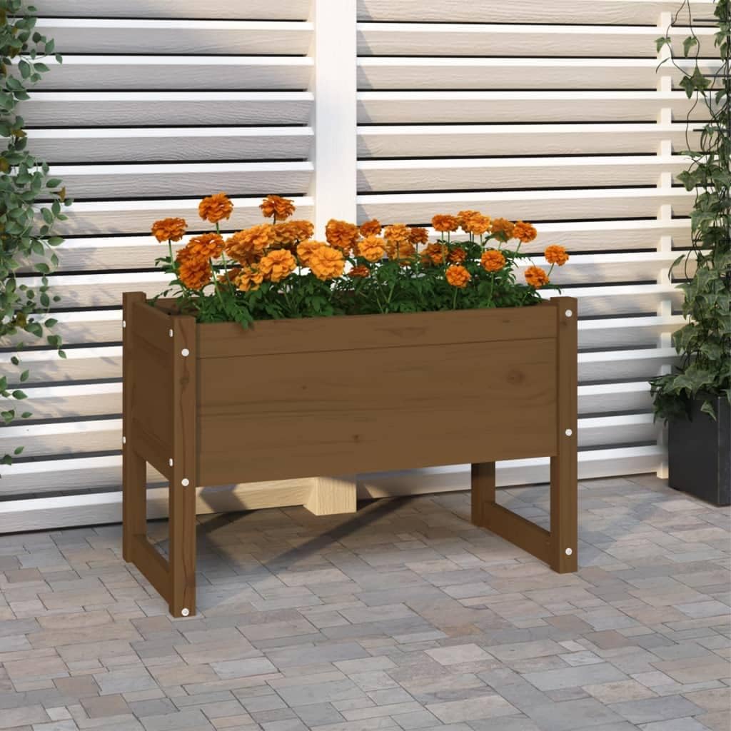 homiuse Pflanzkübel Honigbraun 78x40x52 cm Massivholz KieferHochbeet Blumentopf Gross PflanzküBel Gr