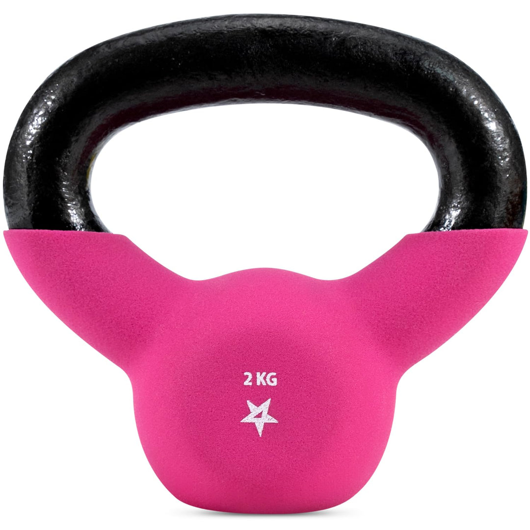 Yes4All 2-20kg Kettlebell aus Gusseisen mit Neopren Beschichtung, Mehrfarbige Kettlebells, Schwungha
