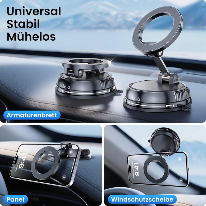 GizmoVine Magnetische Autohalterung für Handy, 2026 Upgrade, 360° Einstellbar, 35kg Starksaugnapf, M