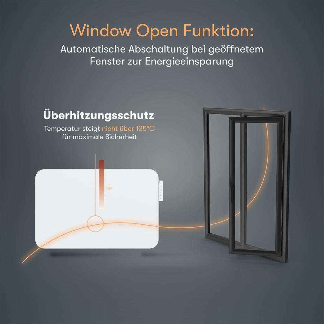 BR Bringer Metall Infrarotheizung 450 Watt mit Smart Thermostat und Fernbedienung, WIFI und App - al