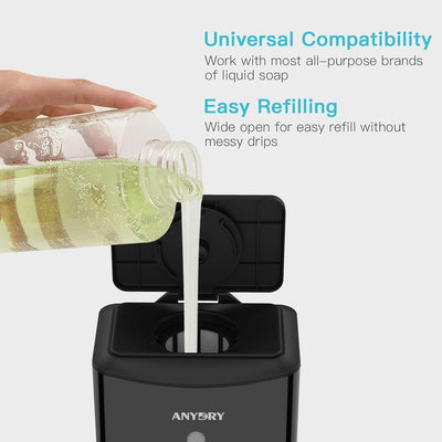 anydry AD1206 Kommerzielle Wandhalterung Automatischer Flüssigseifenspender Edelstahl-Finish 1100ml