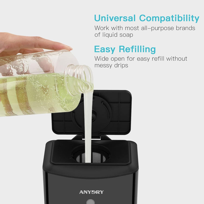 anydry AD1206 Kommerzielle Wandhalterung Automatischer Flüssigseifenspender Edelstahl-Finish 1100ml