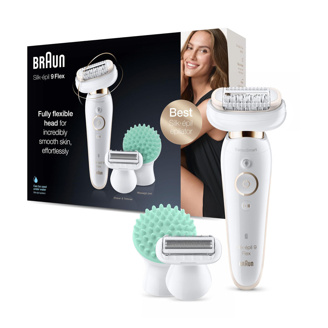 Braun Silk-épil 9 Flex Beauty-Set, Epilierer Damen / Haarentferner, rutschfester Handgriff und Druck