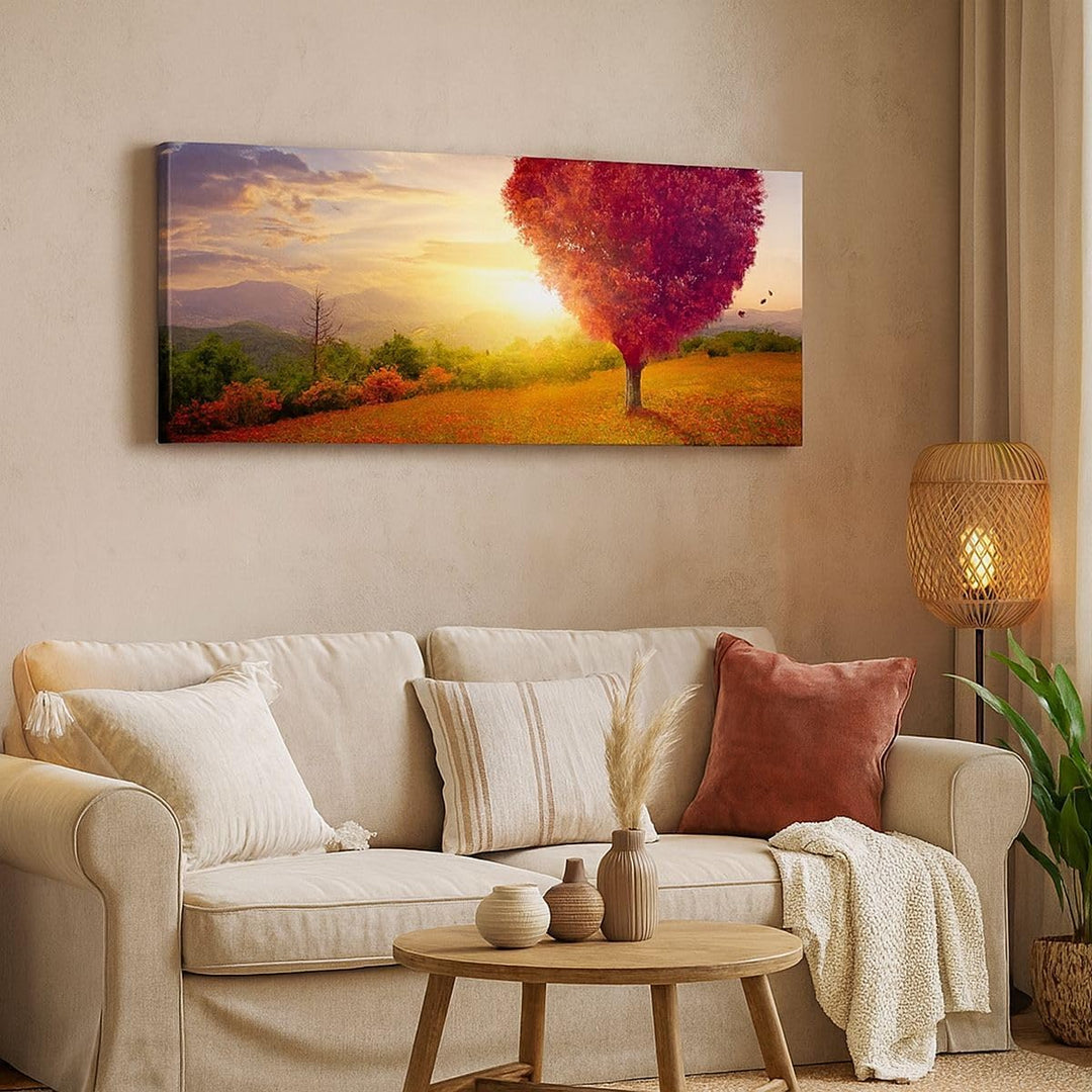 Panorama Bilder auf Leinwand 100x40cm Leinwandbild Baum Wiese Blume Gross Wanddeko Bild Schlafzimmer