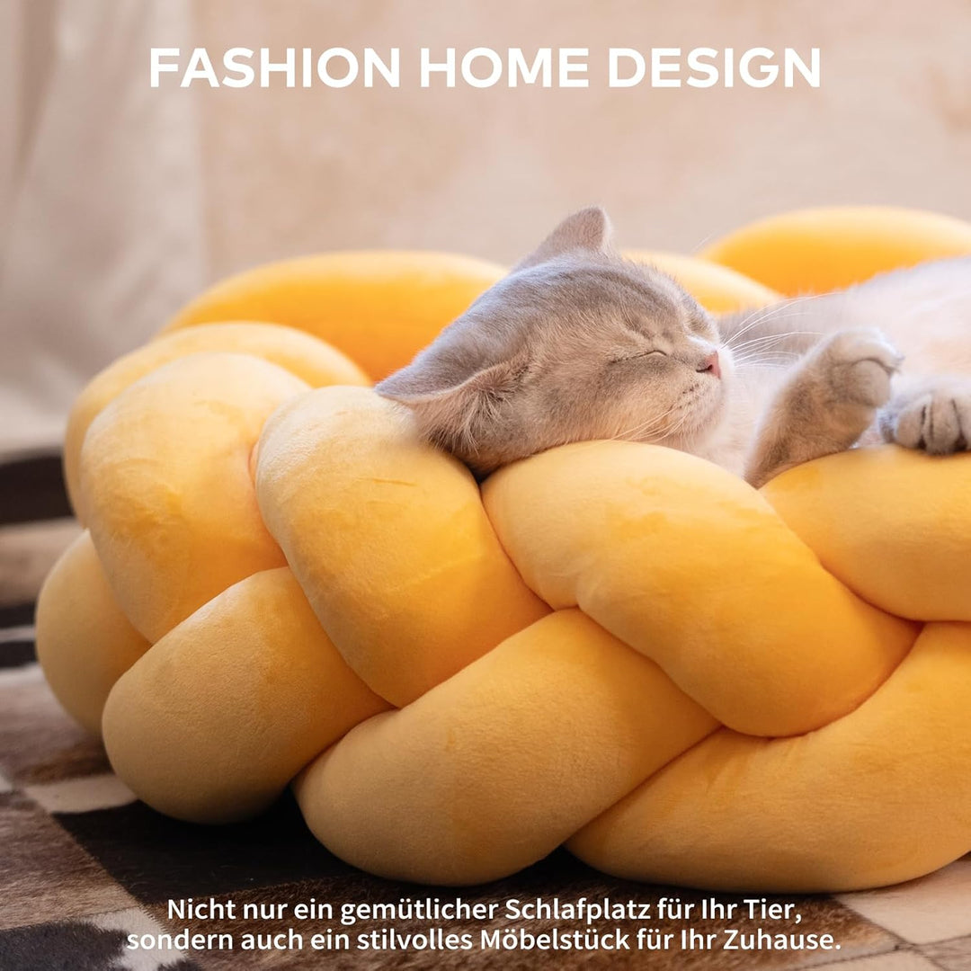 CheerPals Grosses Katzenbett 60cm, Waschbar Geflochtenes Kuschelhöhle, Hundebett mit Hochelastischer