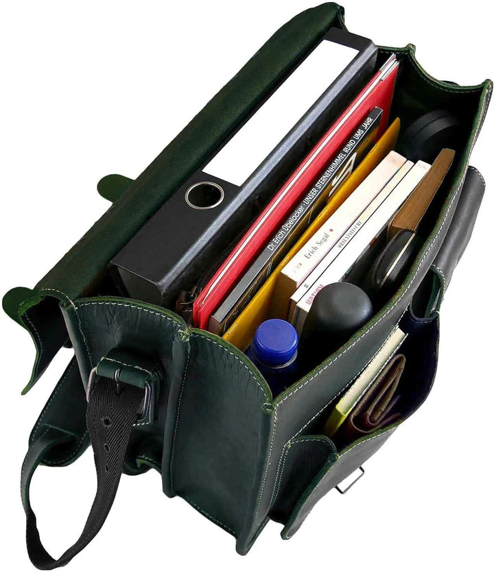 Greenburry Aktentasche Leder 39 cm Grün, Grün