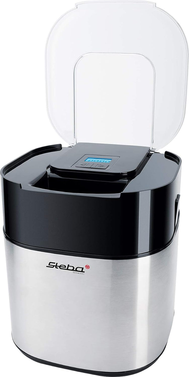 Steba IC 30 Eismaschine, Edelstahlgehäuse, Isolierbehälter mit 1,5 Liter Volumen, Timer 20 bis 40 Mi
