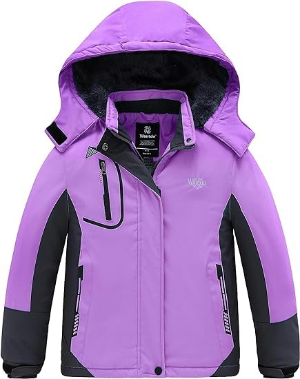Wantdo Mädchen Berg Ski Jacke Warmer Winter Fleece Mäntel Wasserdichter Atmungsaktive RegenMäntel Ou