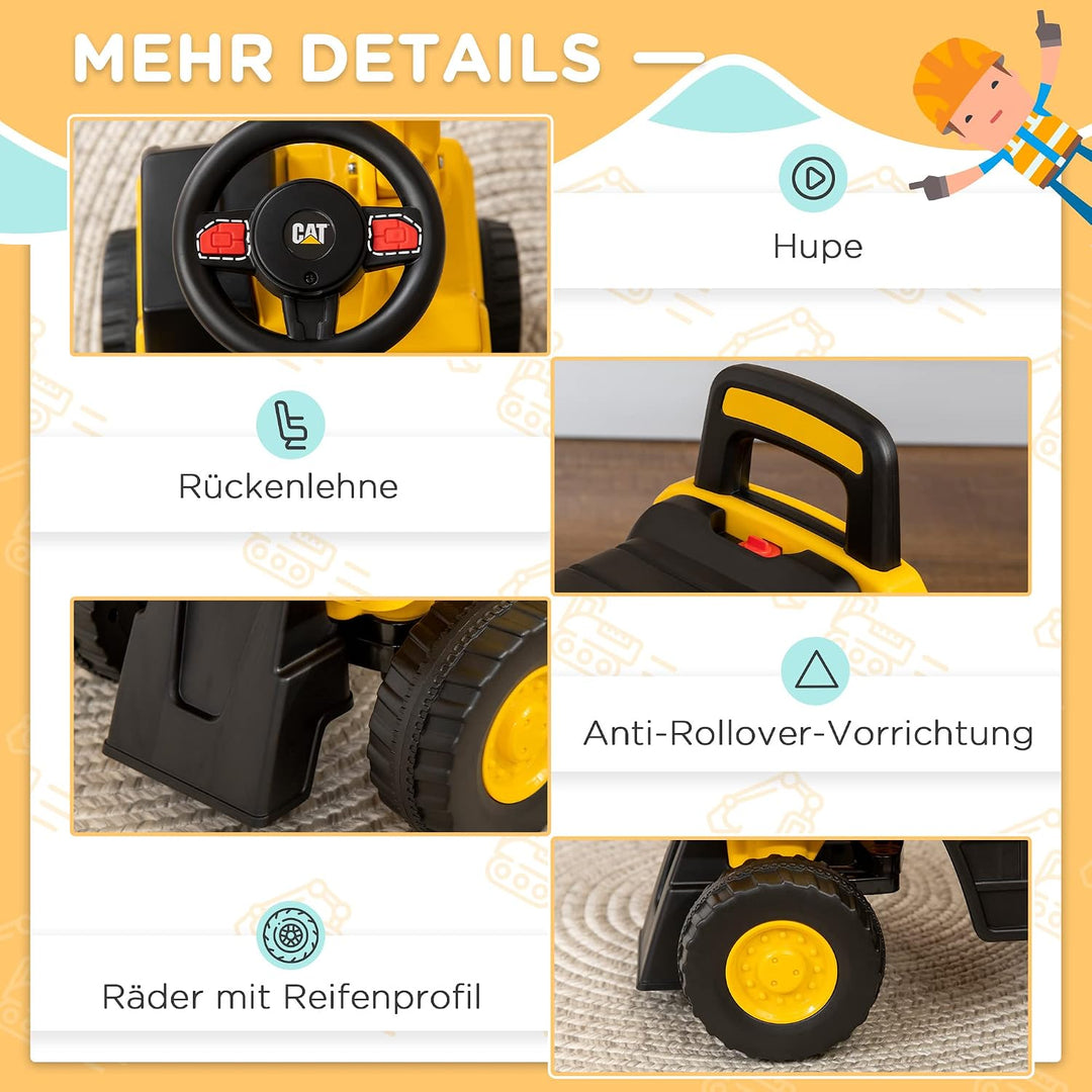 HOMCOM Sitzbagger, Rutscherfahrzeug mit Schaufel, Bagger zum draufsitzen, Aufsitzbagger mit Hupe, St