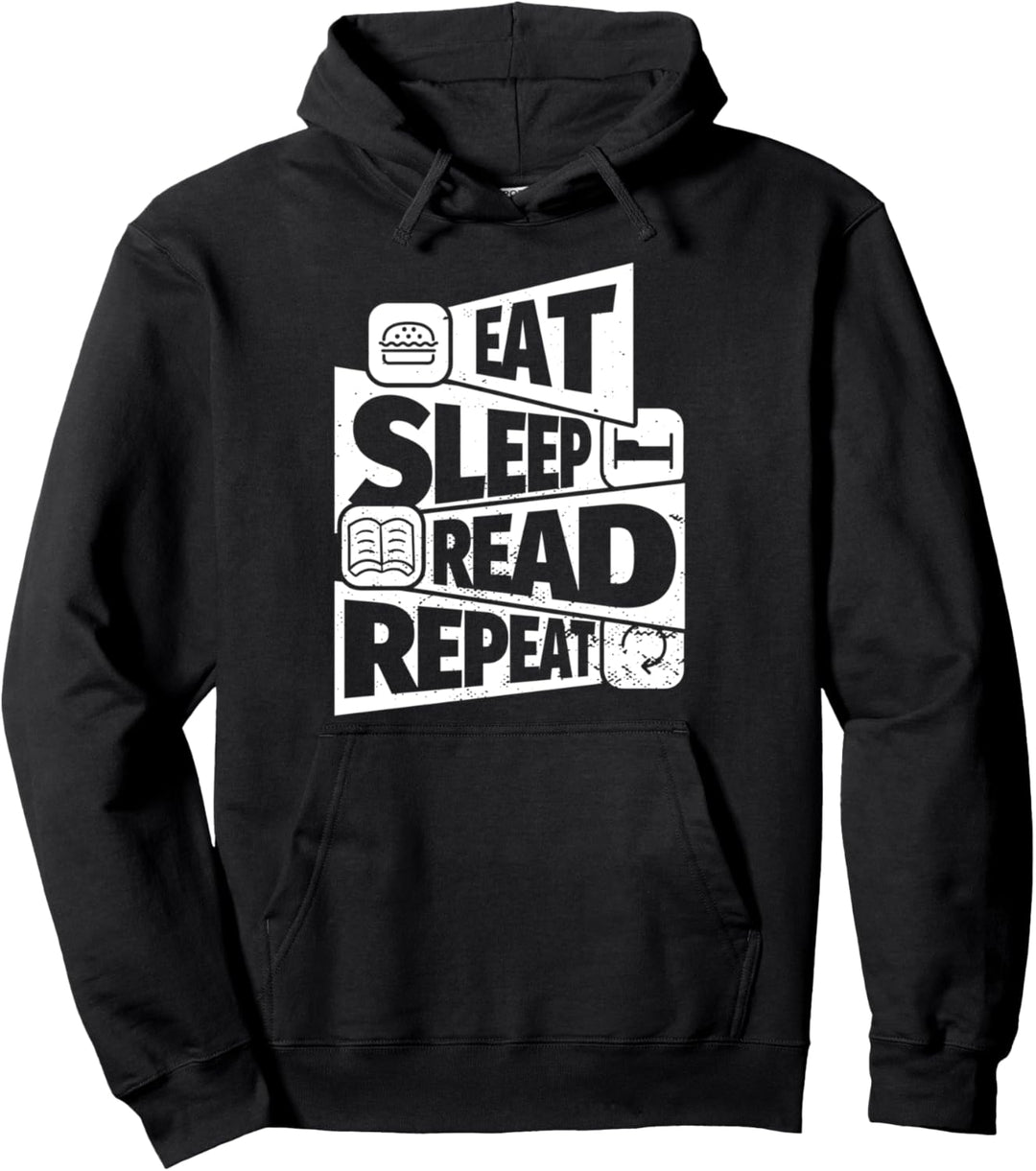 ESSEN SIE SCHLAF Bücher lesen WIEDERHOLEN Lustiges Buch lese Pullover Hoodie