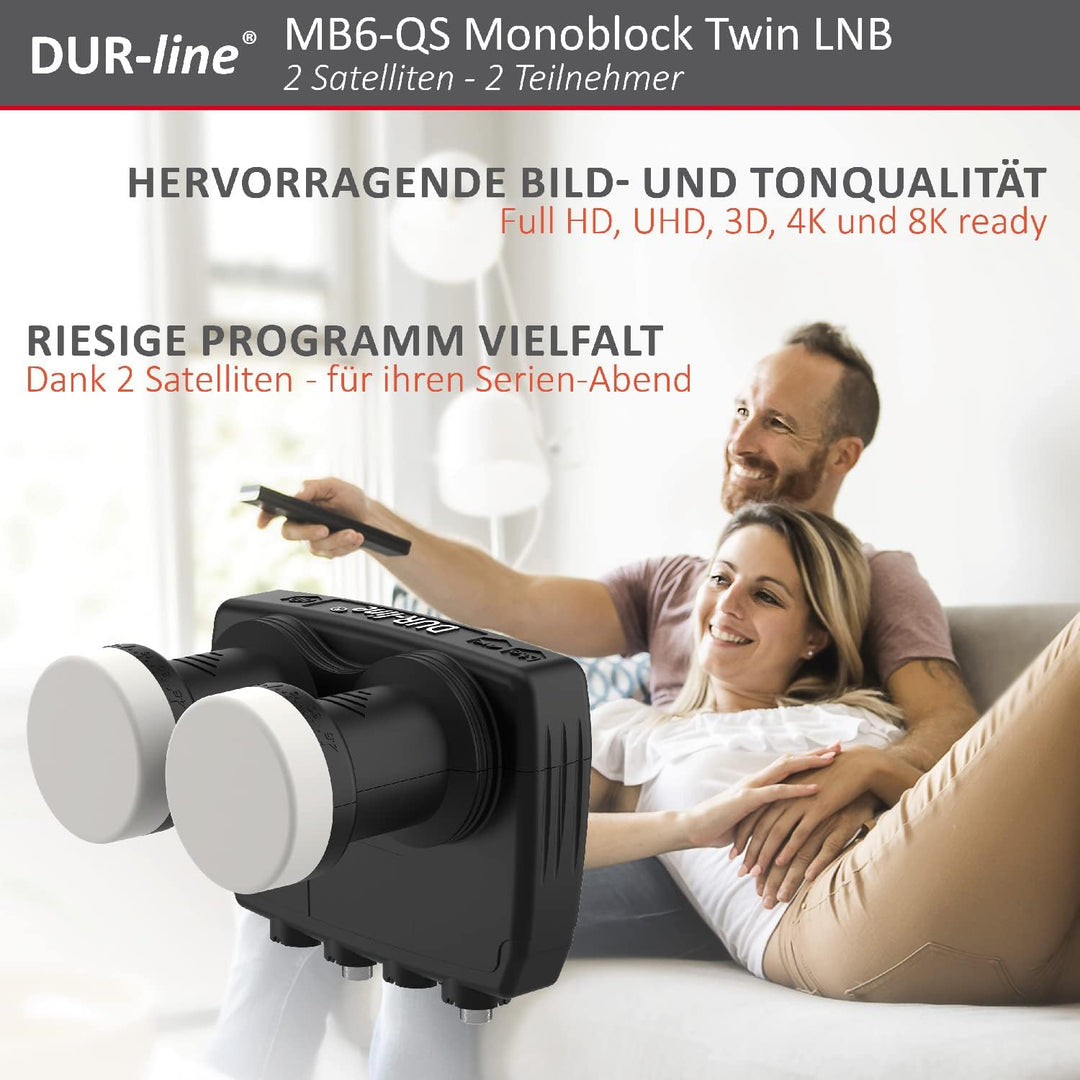 DUR-line 6° Monoblock Twin LNB - Astra 19,2°E + Hotbird 13°E - 2 Teilnehmer & 2 Satelliten (MB6-TW)