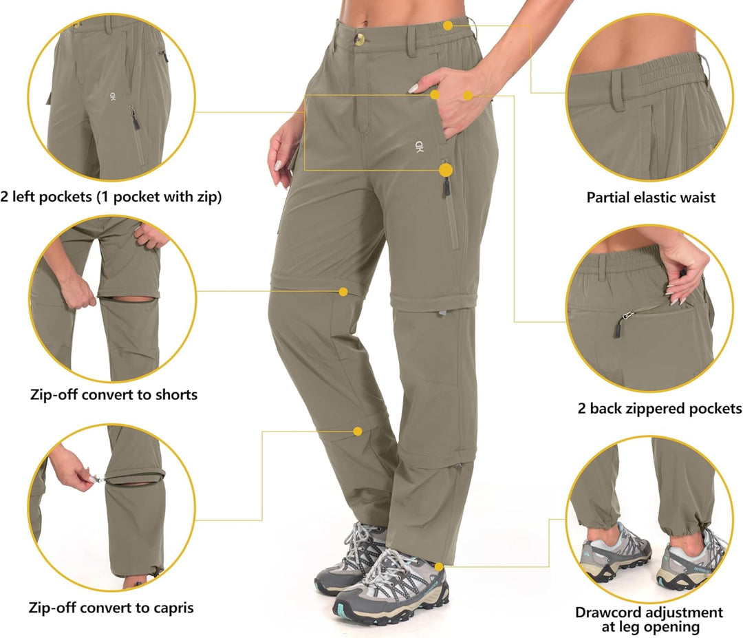 Little Donkey Andy Wanderhose Damen Zip Off Stretch Cabrio Softshellhose Schnell Trocknende mit Reis