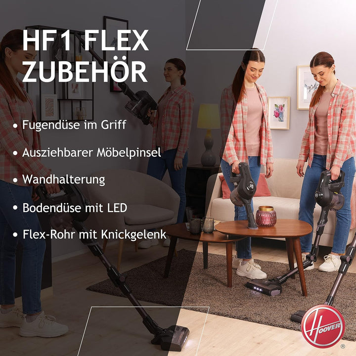 Hoover Akku-Staubsauger ohne Beutel + Knick-Gelenk – bis zu 120 m² mit 1 Akkuladung I Staubsauger ka